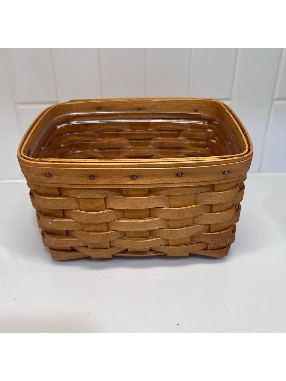 Longaberger Recipe Card Basket Small Tapered Rectangle Basket w Protector